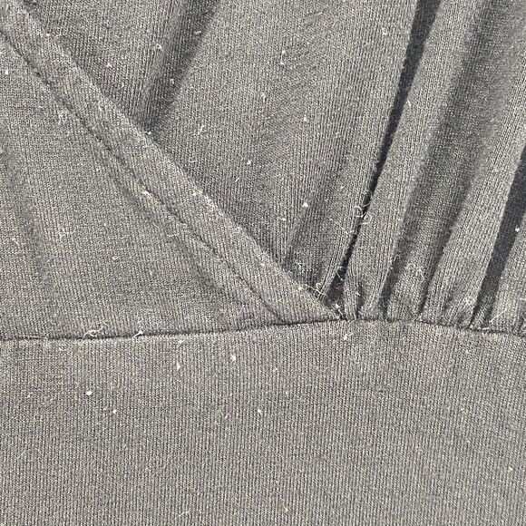 EILEEN FISHER Dress XS Stretch Rayon Jersey Surplice Tank Maxi Shirred Black USA - Picture 6 of 16